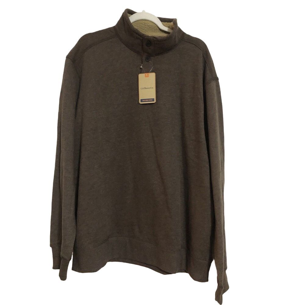 G.H. Bass NWT‎ 3 Button Bark Brown Pine Ridge Fleece Pullover Mens Size XXL
